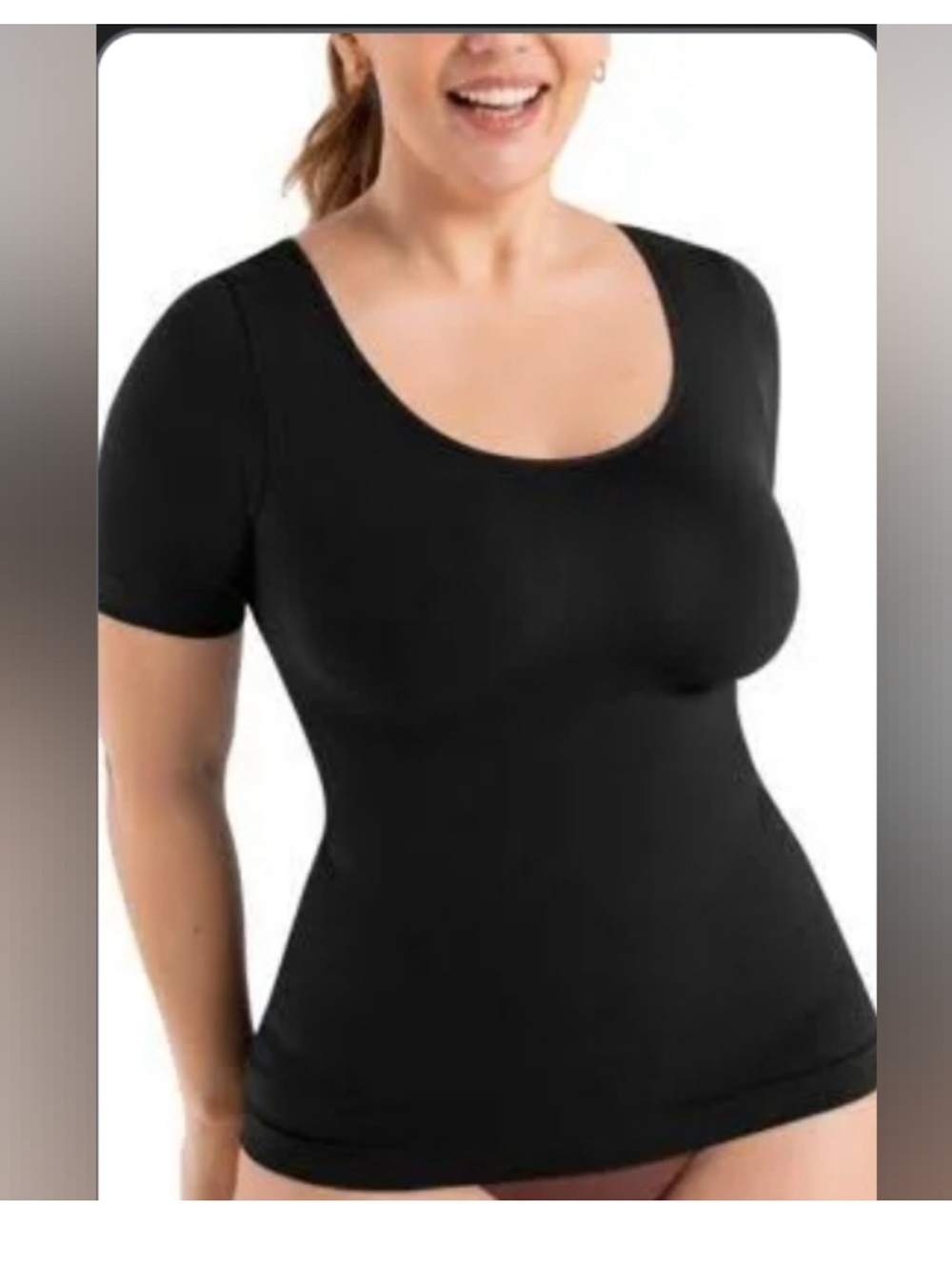 Shapermint Essentials All Day Every Day Short Sleeve Shaping T-Shirt black 3X